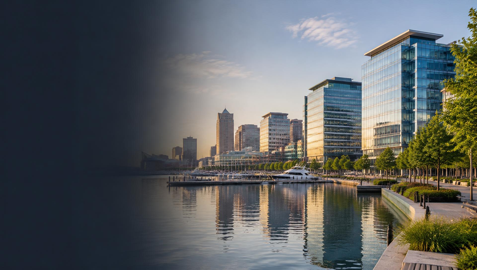 Contemporary waterfront business district in Maryland